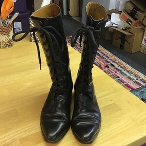 COLE HAAN Black Lace-Up Women's Boots